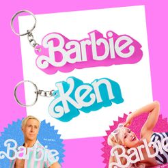 llaveros.jpg STL-Datei "Barbie" und "Ken" - Barbie-Schlüsselanhänger (2023)・Modell zum Herunterladen und 3D-Drucken