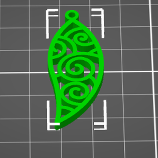 Earrings or pendant in the shape of a leaf with ornaments. 3D model