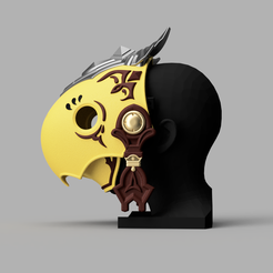 Chocobo_Racing_Mask_002.png 3D file Racing Chocobo Mask・3D printer design to download