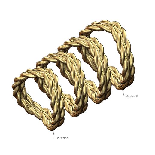 Double curved thin braided wire stacker ring 3D print model 3D model