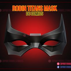 Robin_Titans_Mask_3d_print_model_00.jpg Archivo 3D Máscara de Robin Titans - Cosplay de la serie de TV Titans・Diseño imprimible en 3D para descargar