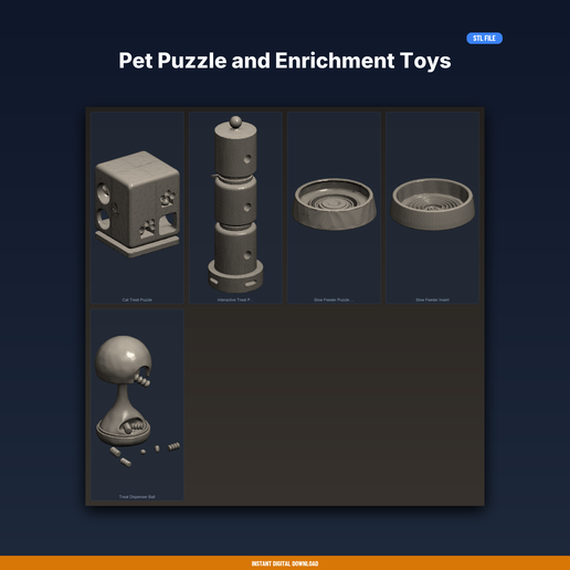 Pet Puzzle and Enrichment Toys - 5-Model STL Bundle