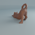 09.png Free STL file Stretching cat low poly・3D printing idea to download, Vincent6m