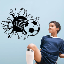 pelota-rota-sticker.png STL file Soccer Ball Wall Stickers・3D print design to download