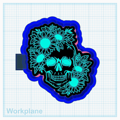 Flower-skull.png STL-Datei Blumen-Schädel・3D-druckbares Modell zum Herunterladen