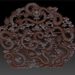 NineChineseDragons1.jpg STL-Datei nine Chinese traditional dragons model of bas-relief for cnc kostenlos・3D-Drucker-Design zum herunterladen