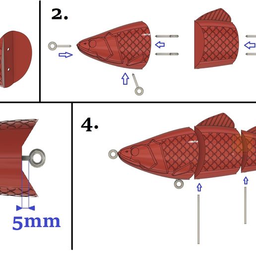 Unbenannt3.jpg Archivo STL Señuelo de pesca para lucioperca y lucioperca con múltiples articulaciones・Plan imprimible en 3D para descargar, Domi1988