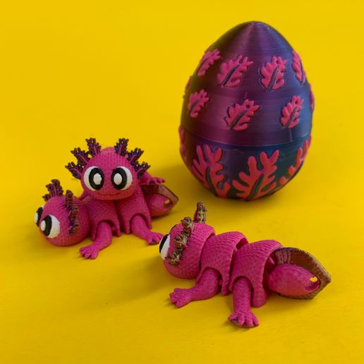 Crochet-Axolotl-And-Egg-Box-3.jpg Crochet Axolotl & Egg Box Bundle, Articulated Flexi, Print In Place, No Support