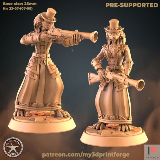 Werewolf Female with gun (two models) 3D model