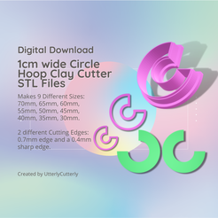 Cover-7.png Файл 3D 1cm Wide Circle Hoop Clay Cutter - Earring STL Digital File Download- 9 размеров и 2 Earring Cutter Versions, резак для печенья・Модель 3D-принтера для скачивания