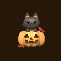 calag-1.jpg STL file Halloween cat and pumpkin・3D printable model to download