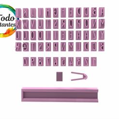 Guia-con-Tope-Flower.12.jpg Archivo STL Set stamp abecedario con guía・Objeto para impresora 3D para descargar