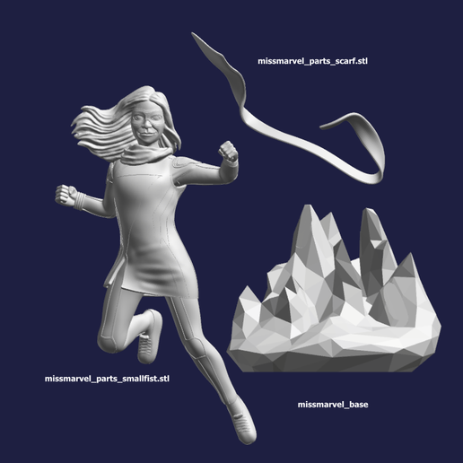 \ eee a) Estatua de Miss Marvel