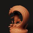 D20.29.jpg Surfing Penguin Statue | Tropical Bird Sculpture | Summer Wave Decor