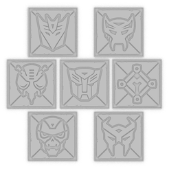Transformers-Coasters-1.png Archivo STL Transformers Posavasos Paquete de 7・Modelo para descargar y imprimir en 3D