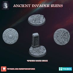 NOTA ANCIENT INVADER RUINS Rati] i) PE Ly Ts STL file Ancient Invader Ruins 4*40mm Base Set (Pre-supported)・3D printable model to download