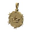 Crown-Halo-Barb-wire-round-pendant-00.jpg Pendentif rond en fil de fer barbelé avec attache Modèle d'impression 3D