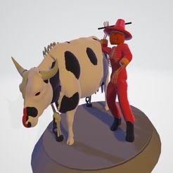 figurine xcolor.jpg Archivo STL La vaca y su criador・Objeto para impresora 3D para descargar, Majin59