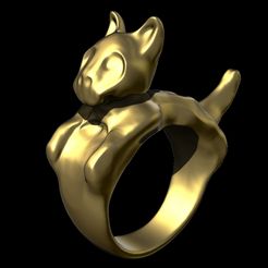 CAT.jpg Файл STL Кольцо Кошка・3D-печатная модель для загрузки