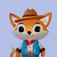Kawaii-Fox-Cowboy1.png Kawaii Fox Cowboy - Whimsical 3D Model in STL, OBJ, 3MF + Textures
