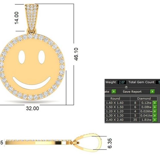 Smiley Pendant 3D model