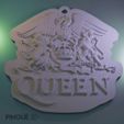 IMAGE-02.jpg QUEEN LOGO - keychain and bas-relief shield - 3d and CNC