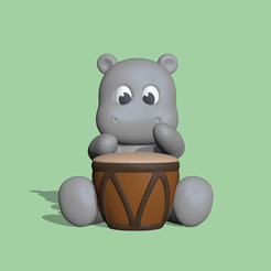 HippoDrum1.png 3D file Hippo Drum・Model to download and 3D print