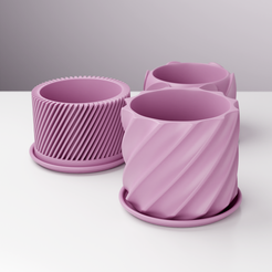 Geometric-Planters-4.png Файл STL Набор из 03 геометрических цветочных горшков с дренажными отверстиями・Дизайн 3D-печати для загрузки3D