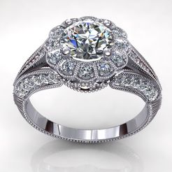 1.jpg STL file Diamond Wedding Ring R66・Model to download and 3D print