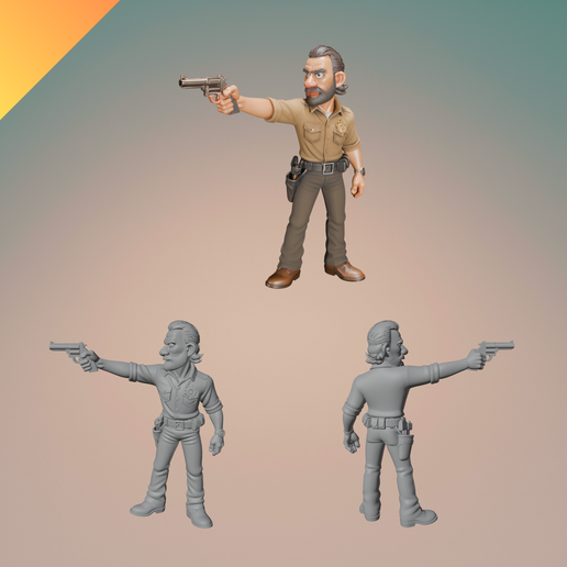 3D Printable Rick Grimes Figure – The Walking Dead Sheriff STL 3D model