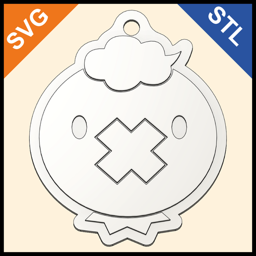 Drifloon Keychain – Shuffle-Style Pokémon – STL & SVG