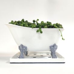 thumbnail-square.jpg STL file Clawfoot Bathtub Plant Pot - Succulent Planter with Drain Hole and Saucer・3D printing template to download