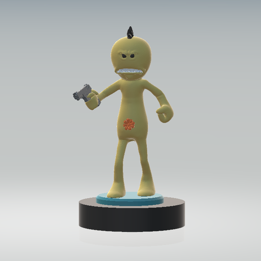 Angry Yellow Cartoon Fighter Character Figurine