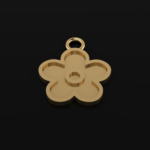 Minimal Enamel Flower Pendant Jewelry CAD Design