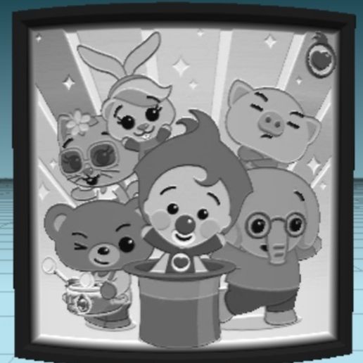 Plim Plim and his friends 3d lithophany ready to print - 3D model önizlemesi