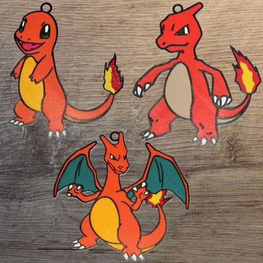 3 Ornaments Pokemon Starter Gen 1 fire - 3D model önizlemesi