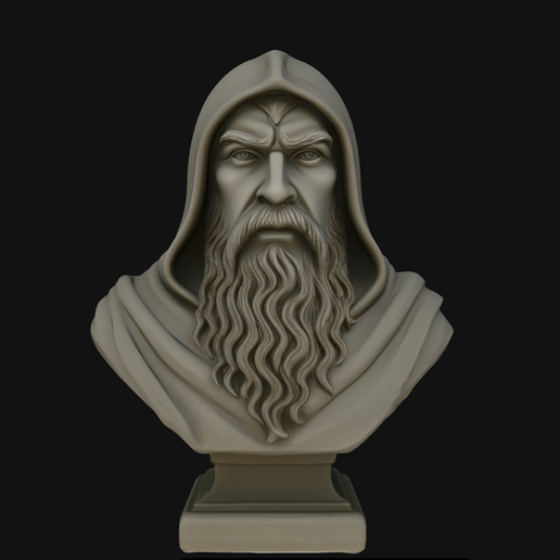 Hooded Wizard Bust (Design 3) - 3D Print Model