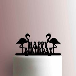 JB_Flamingo-Happy-Birthday-225-A351-Cake-Topper.jpg Archivo STL TOPPER HAPPY BIRTHDAY FLAMINGO・Objeto de impresión 3D para descargar