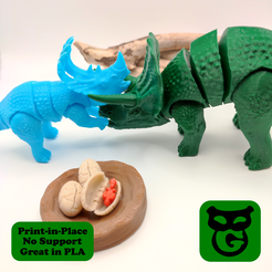 Trike.png STL-Datei Triceratops + Sinoceratops Flexi・3D-druckbare Vorlage zum herunterladen