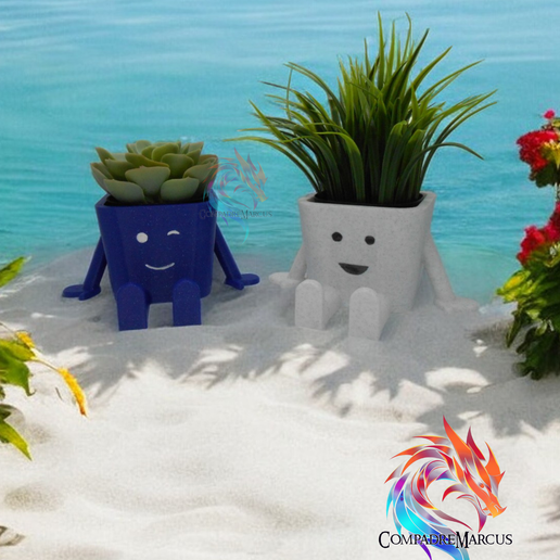 12.png Smiling flower pot / 3mf pot handle included