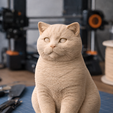 bsh2.png Gato Británico de Pelo Corto STL - Modelo de Impresión 3D Realista de Gato Sentado - Figurilla para Decoración del Hogar - FDM Amigable - Alto Detalle 0.15mm Capa Optimizada