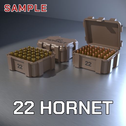 ABOX AMMO BOX 22 Hornet AMMUNITION STORAGE 30 ROUNDS CRATE ORGANIZER 22 hornet 3D model by ildarcheg
