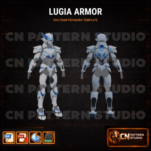 LUGIA Inspired Armor Cosplay – Pepakura Template – EVA Foam Pattern