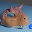 Carnitaurus-Render3.jpg STL file Carnotaurus Dino wearable mask with movable jaw・Model to download and 3D print