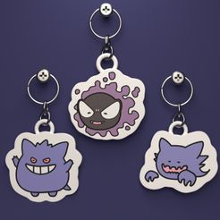 pack-gastly-smile.jpg Archivo STL LLAVERO POKEMON CHIBI GASTLY,HAUNTER Y GENGAR ( EASY PRINT NO SUPPORTS)・Objeto imprimible en 3D para descargar