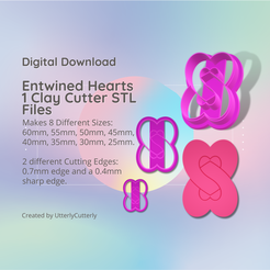 Cover-7.png Fichier 3D Entwined Hearts 1 Clay Cutter - Infinity Love STL Digital File Download- 8 sizes and 2 Cutter Versions・Modèle à télécharger et à imprimer en 3D