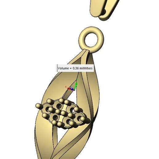 volume1.jpg Треугольная подвеска с бриллиантовым кластером и шармом в виде витых листьев 3D печатная модель