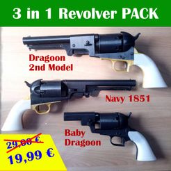 3 in 1 Revolver PACK 3D-Datei 3 in 1 Revolver Pack (Dragoon, Navy, Baby Dragoon) Cap Gun BB 6mm・3D-druckbare Vorlage zum herunterladen