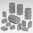 fuel_showcase.jpg German WWII fuel pack - 1/35 fuel drums and jerrycans