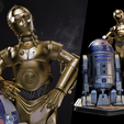 032923-StarWars-C3PO-R2-Dio-image-001.png C3P0 AND R2D2 Sculpture - Star Wars 3D Models - Tested and Ready for 3D printing